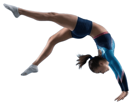 Gymnast performing a backflip, representing athletic coaching